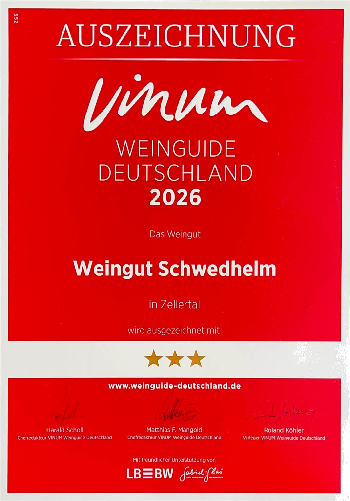 Vinum Weingut Deutschland 2026 Auszeichnung mit 3 Sternen